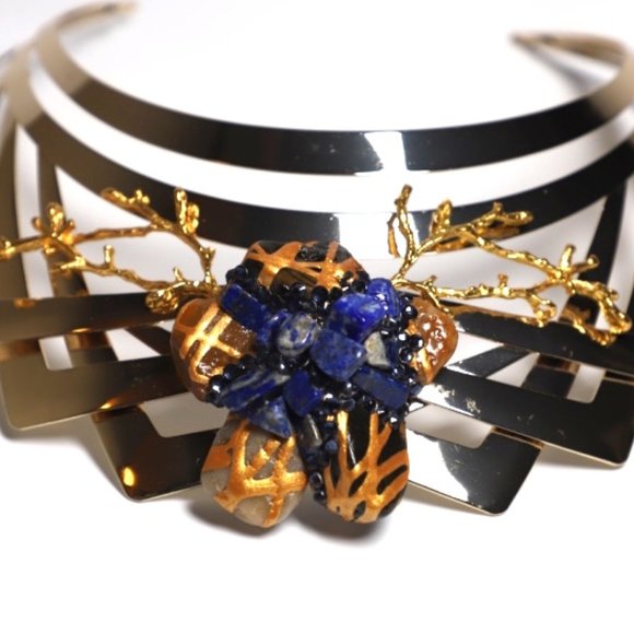 Geometric Silver Plated Choker and Earrings - Picture 6 of 8